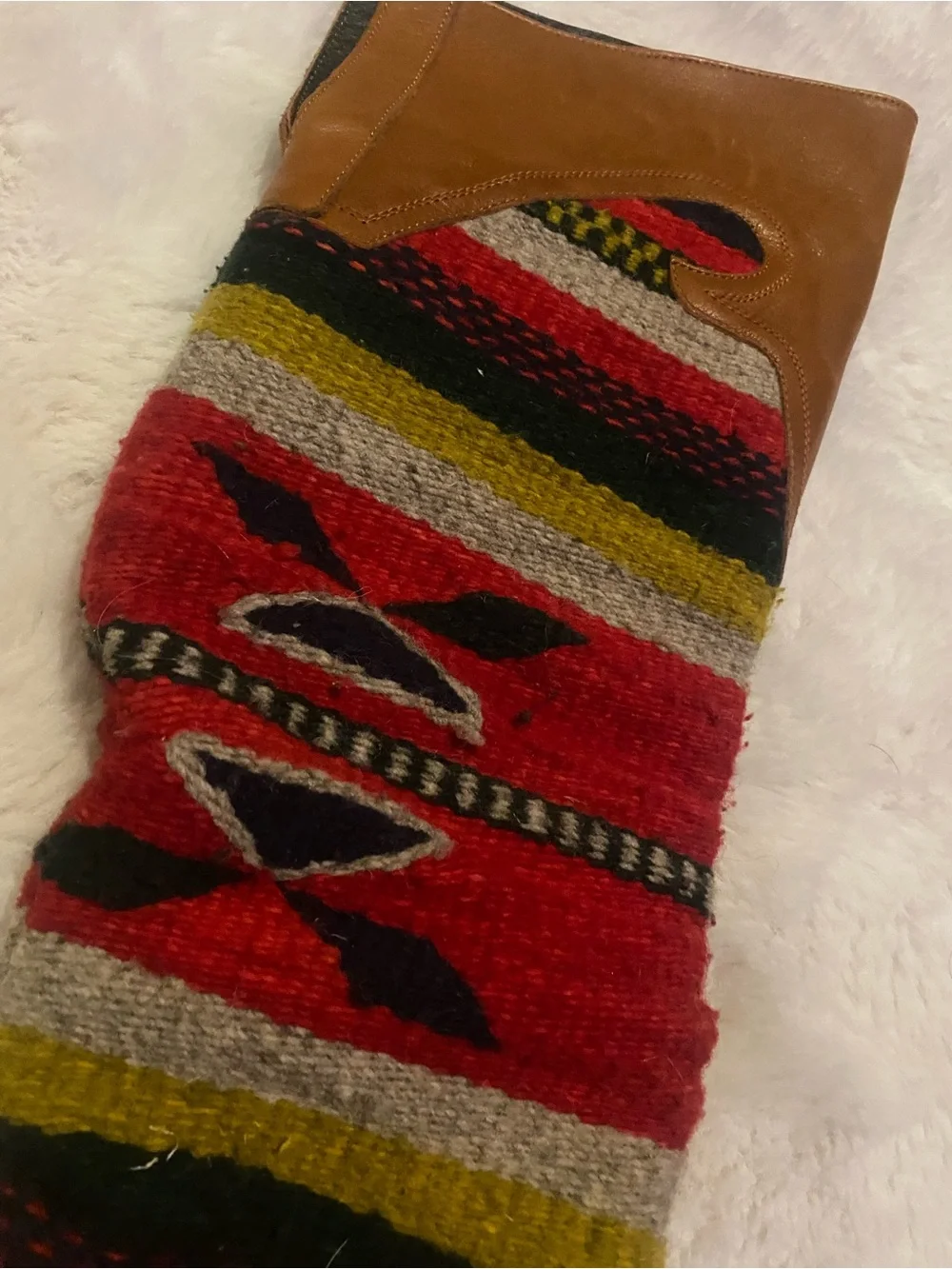 Freebird by Steven Tan Leather & Red Aztec Knit Over-the-Knee Boots